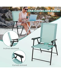 Sugift Patio Dining Chair Set of 2 with Armrests and Metal Frame