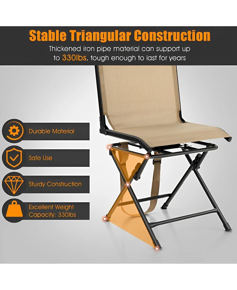 Sugift All-weather Outdoor Foldable 360-Degree Swivel Chair with Iron Frame