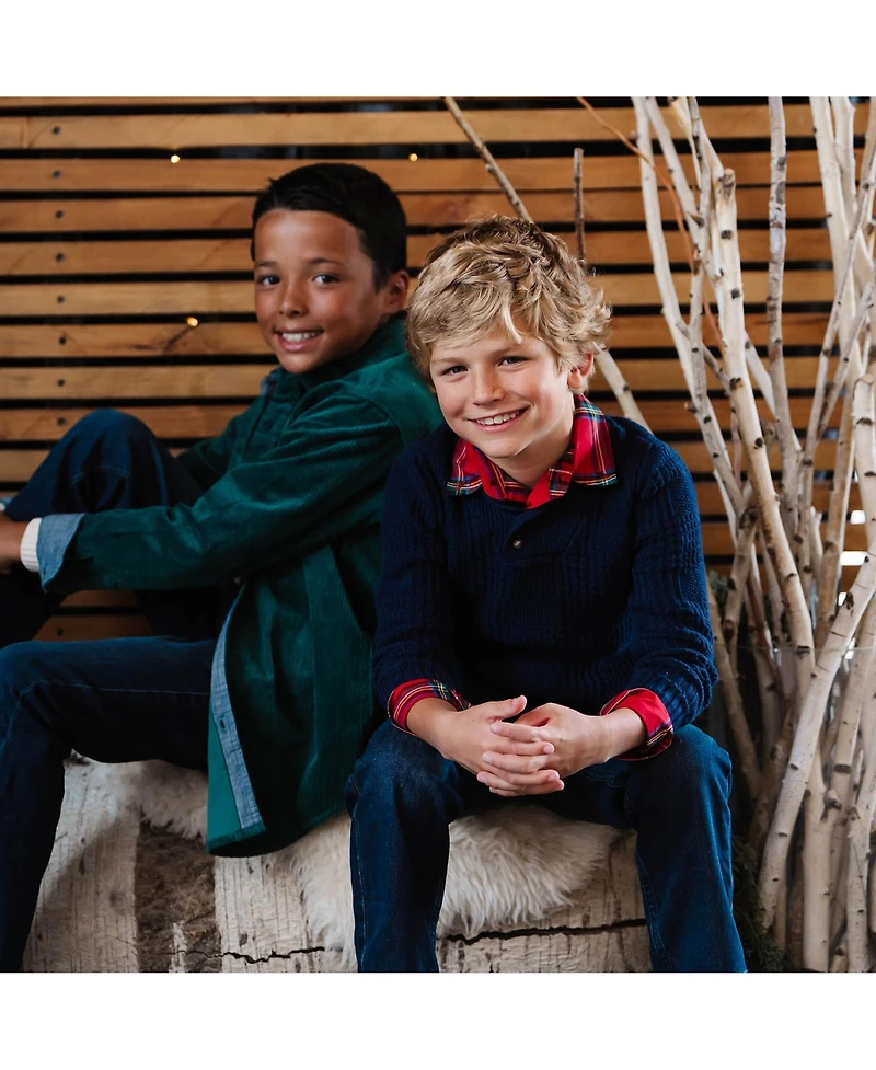 Hope & Henry Boys Organic Long Sleeve Textured Shawl Collar Sweater