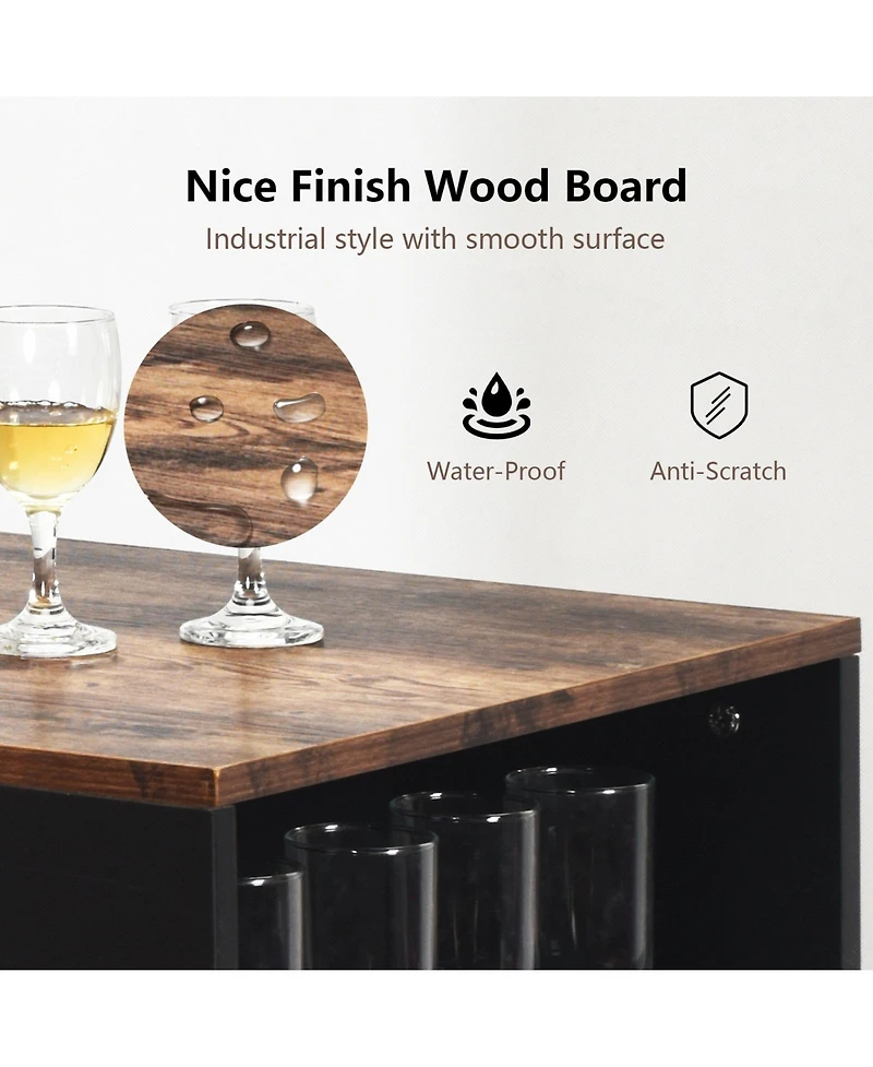 Sugift 3 Pieces Bar Table Set with Storage