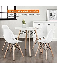 Sugift 4 Pieces Modern Plastic Hollow Chair Set with Wood Leg