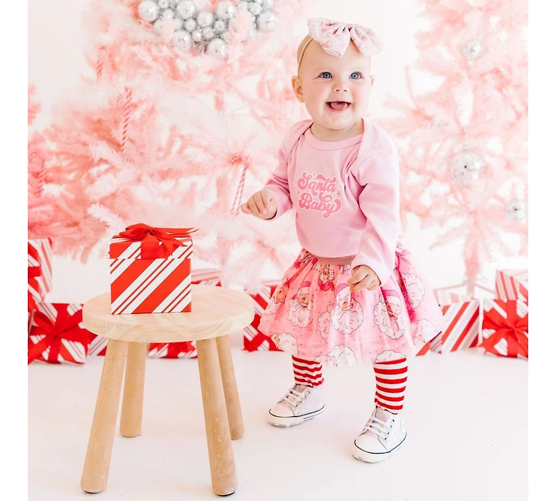 Sweet Wink Baby Girls Baby Baby Retro Santa Christmas Tutu Skirt