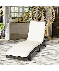 Inolait Patio Folding Chaise Lounge with 5 Adjustable Levels and Cushion