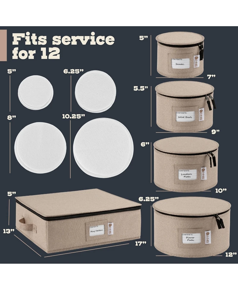 Hard Shell China Storage Containers 5-Piece Set Moving Boxes for Dinnerware Service for 12