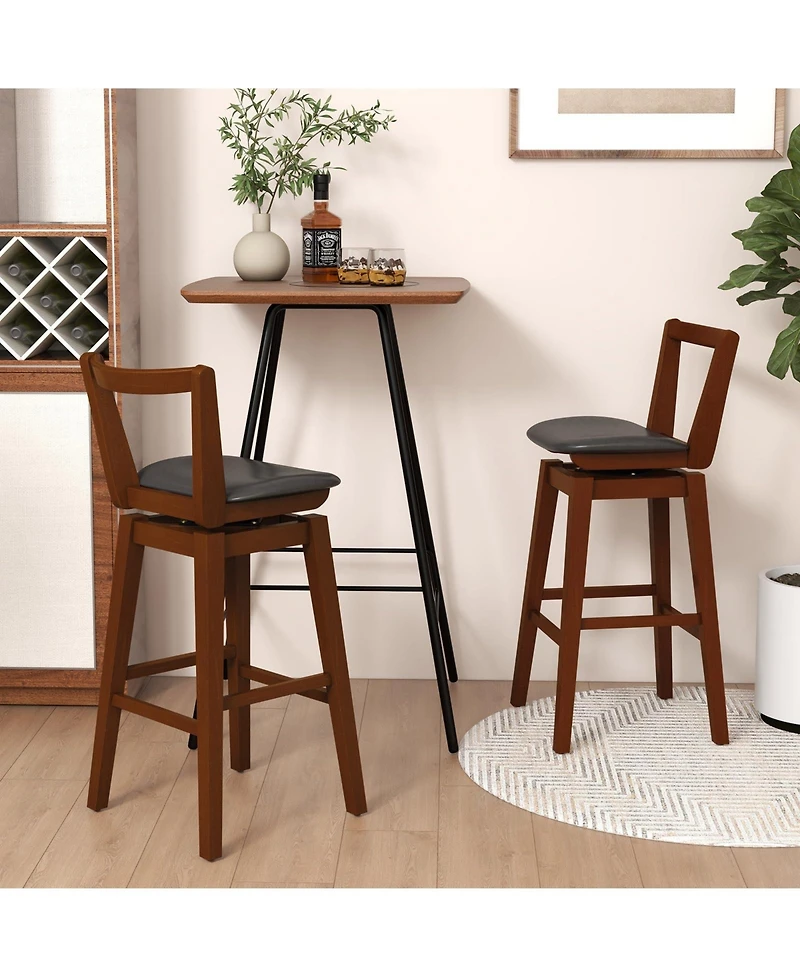 Sugift Swivel Upholstered Pu Leather Stool with Backrest and Cushioned Seat