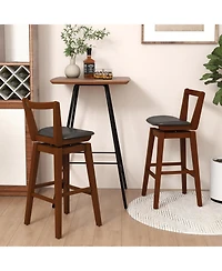 Sugift Swivel Upholstered Pu Leather Stool with Backrest and Cushioned Seat