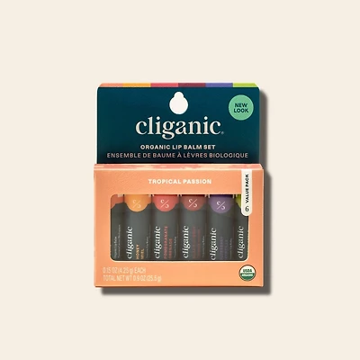 Cliganic Tropical Lip Balm, 6 pack