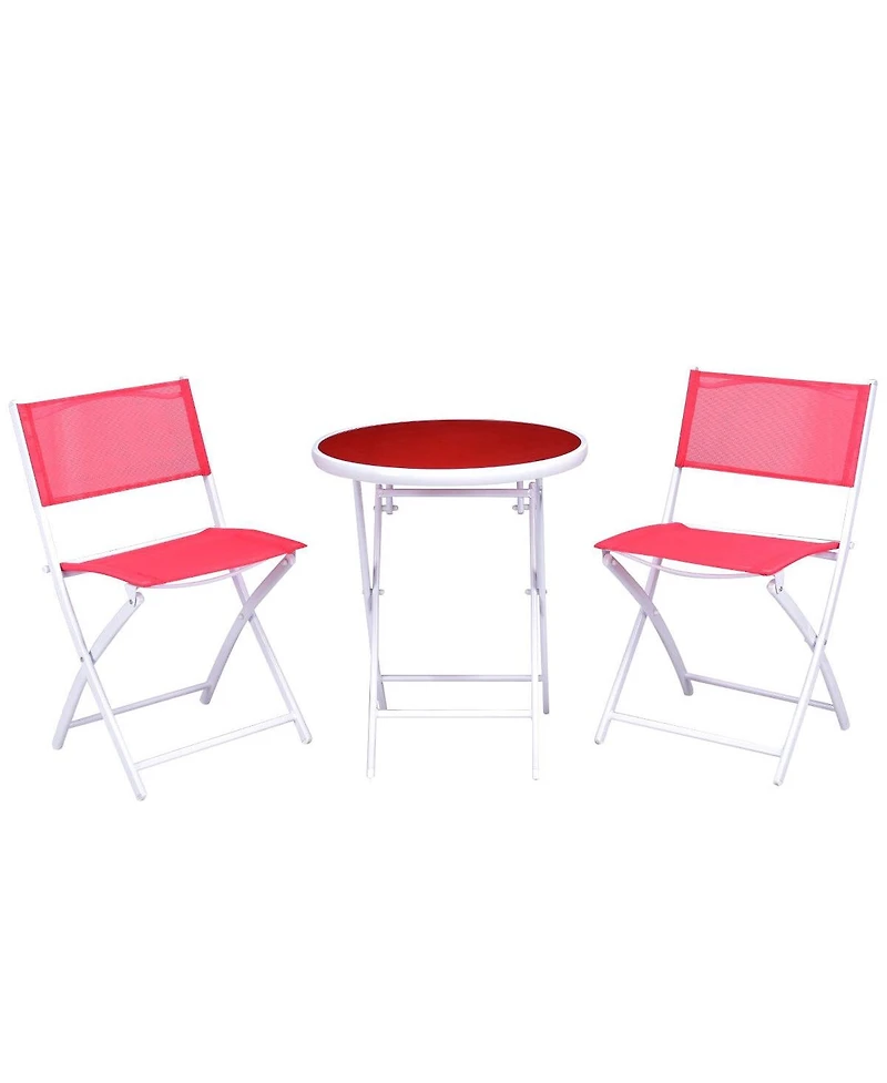 3 Pieces Patio Folding Bistro Set for Balcony or Outdoor Space