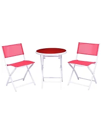 3 Pieces Patio Folding Bistro Set for Balcony or Outdoor Space