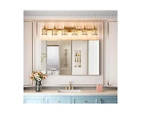 gaomon Crystal Gold Bathroom Vanity Light 6 Light Modern Bathroom Vanity Light Fixtures Over Mirror Modern Crystal Vanity Lighting