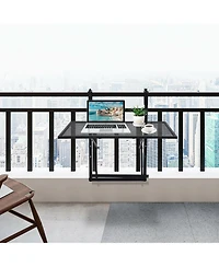 Sugift Railing Folding Table with 5-Level Adjustable Heights