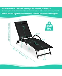 Inolait 2 Pieces Outdoor Chaise Lounge with 5-Position Adjustable Backrest