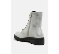 Clover Faux Leather Lace Up Boots