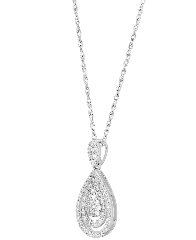 2-Pc. Set Diamond Teardrop Pendant Necklace & Matching Earrings (1 ct. t.w.) in Sterling Silver