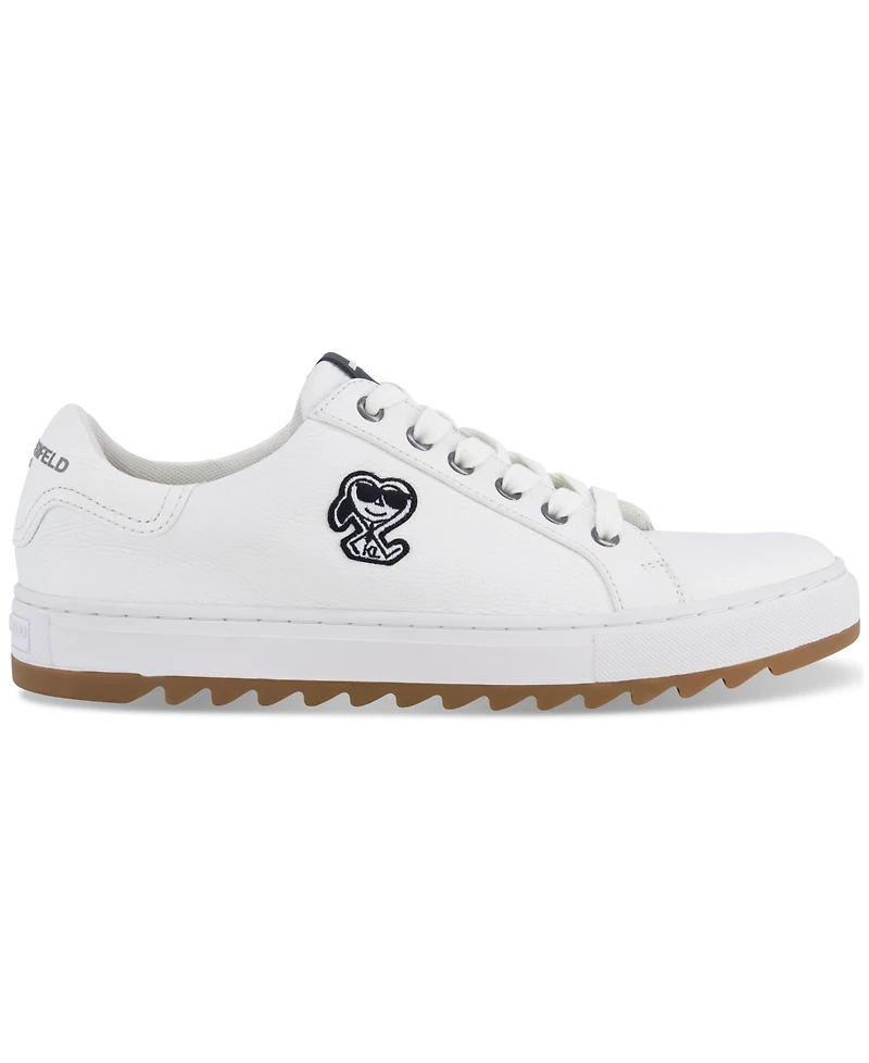 Karl Lagerfeld Paris Men's Side Heart Logo Patch Tumbled Leather Sneaker