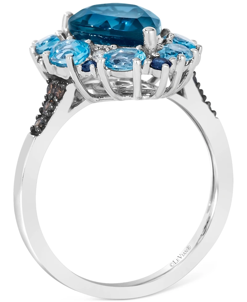 Le Vian Multi-Gemstone (4-1/2 ct. t.w.) & Diamond (1/6 ct. t.w.) Pear-Shape Ring in 14k White Gold