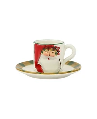 Vietri Old St. Nick Assorted Espresso Cups Saucer, Set of 4
