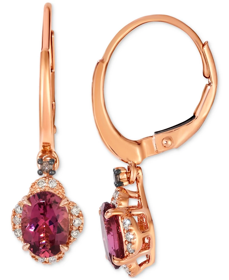 Le Vian Passion Fruit Tourmaline (1-3/8 ct. t.w.) & Diamond (1/10 ct. t.w.) Drop Earrings in 14k Rose Gold
