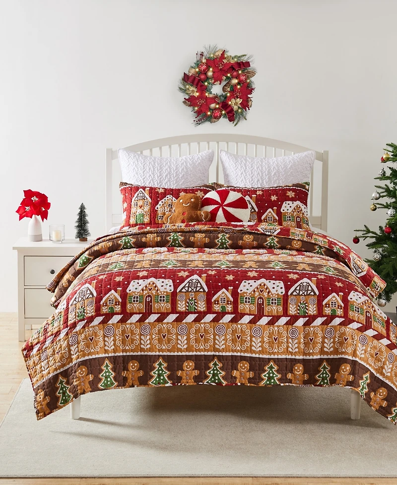 Greenland Home Fashions Gingerbread Lane Holiday 2-Pc. Quilt Set, Twin/Twin Xl