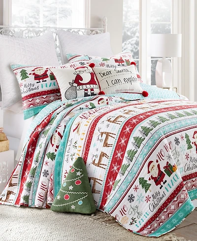Levtex Merry Bright Ho Ho Holidays Reversible 3-Pc. Quilt Set