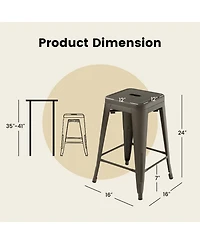Sugift 24 Inch Set of 4 Tolix Style Counter Height Barstool Stackable Chair