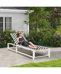 Inolait Outdoor Adjustable Patio Chaise Lounge Chair with Wheels and Sturdy Metal Frame
