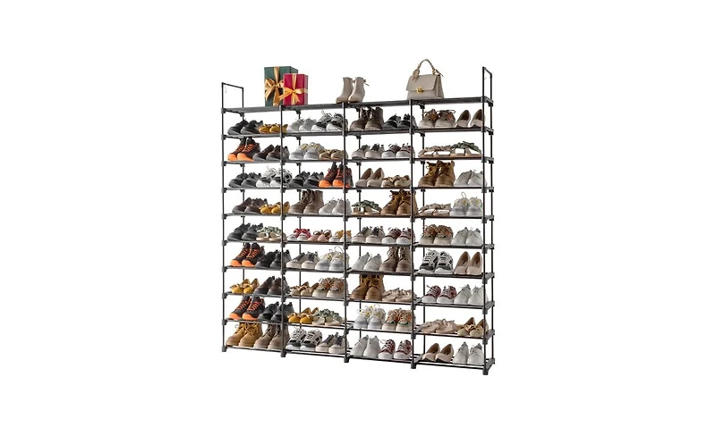 10-Tier Shoe Rack Organizer – Stackable Shoe Storage Shelf for 80 Pairs, Ideal for Entryway or Closet