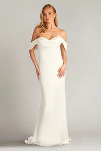 Tadashi Shoji Women's Amishta Off-The-Shoulder Crepe Gown