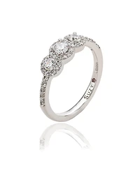 Suzy Levian Sterling Silver Cubic Zirconia Petite 3 Stone Ring