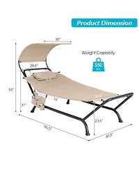 Inolait Sugift Patio Hanging Chaise Lounge Chair with Canopy Cushion Pillow and Storage Bag