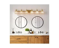 gaomon Bathroom Vanity Light Fixtures Modern Crystal Vanity Light Fixtures Over Mirror FF0C;6 Light Modern Crystal Wall Lighting with Square Shade Gol
