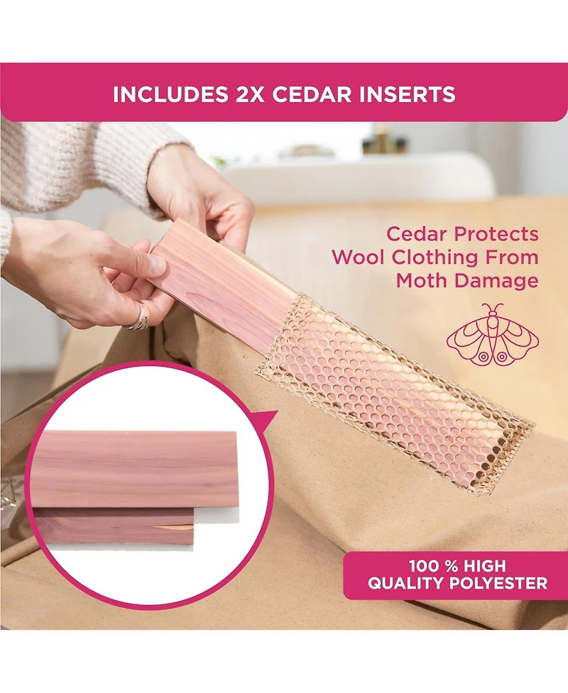 Set of 2 Clothes Storage Bag Organizer with Cedar Insert to Protect from Moth, Moist, Dirt, Dust