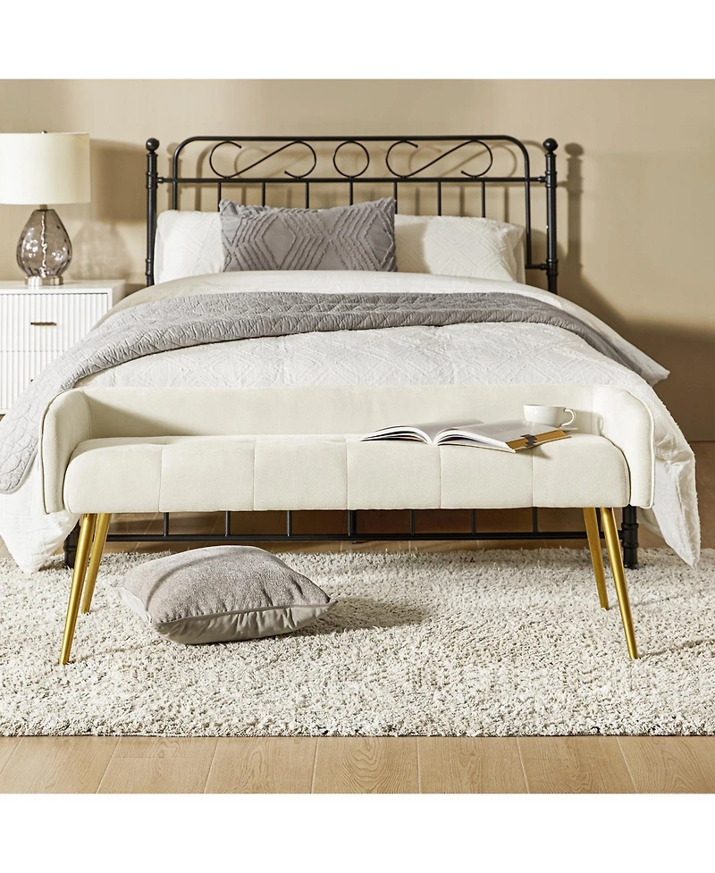 Hulala Home Modern Luis 55.25" Wide Bench with Sturdy Golden Metal Tapered Leg