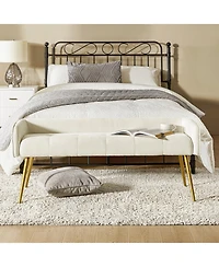 Hulala Home Modern Luis 55.25" Wide Bench with Sturdy Golden Metal Tapered Leg