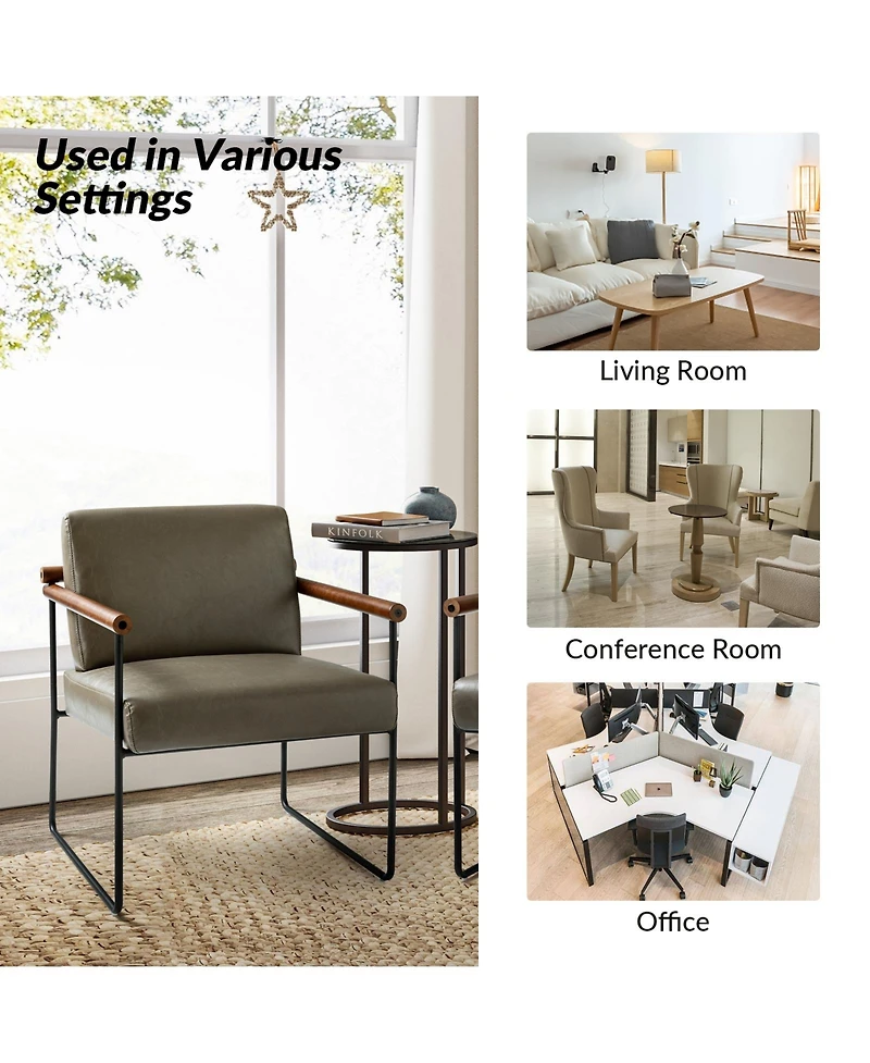 Hulala Home Justo Modern Arm Chair with Sturdy Metal Tube Side