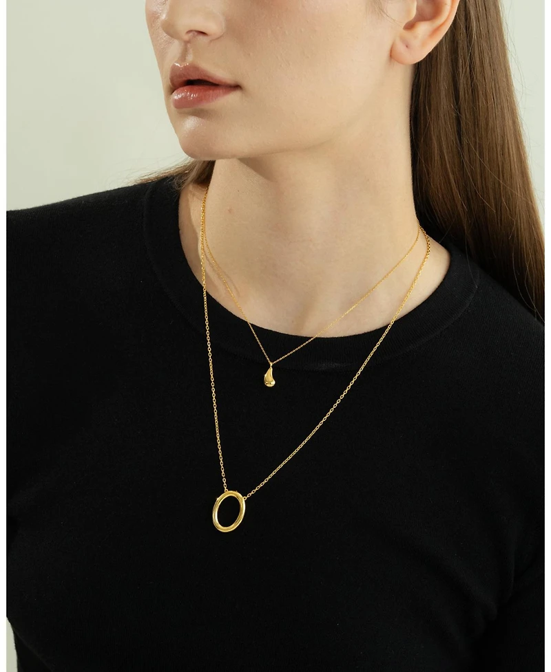 Sterling Silver 18k Gold Plated Jacqueline Teardrop Necklace – Lovely Gift Idea, Dainty Charm