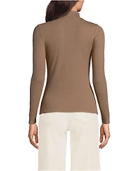 Lands' End Women's Drapey Rib Skimming Long Sleeve Mock Neck