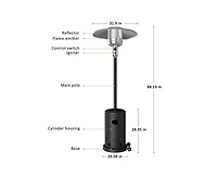 48000 Btu Propane Brown Patio Heater with Cover and Wheels