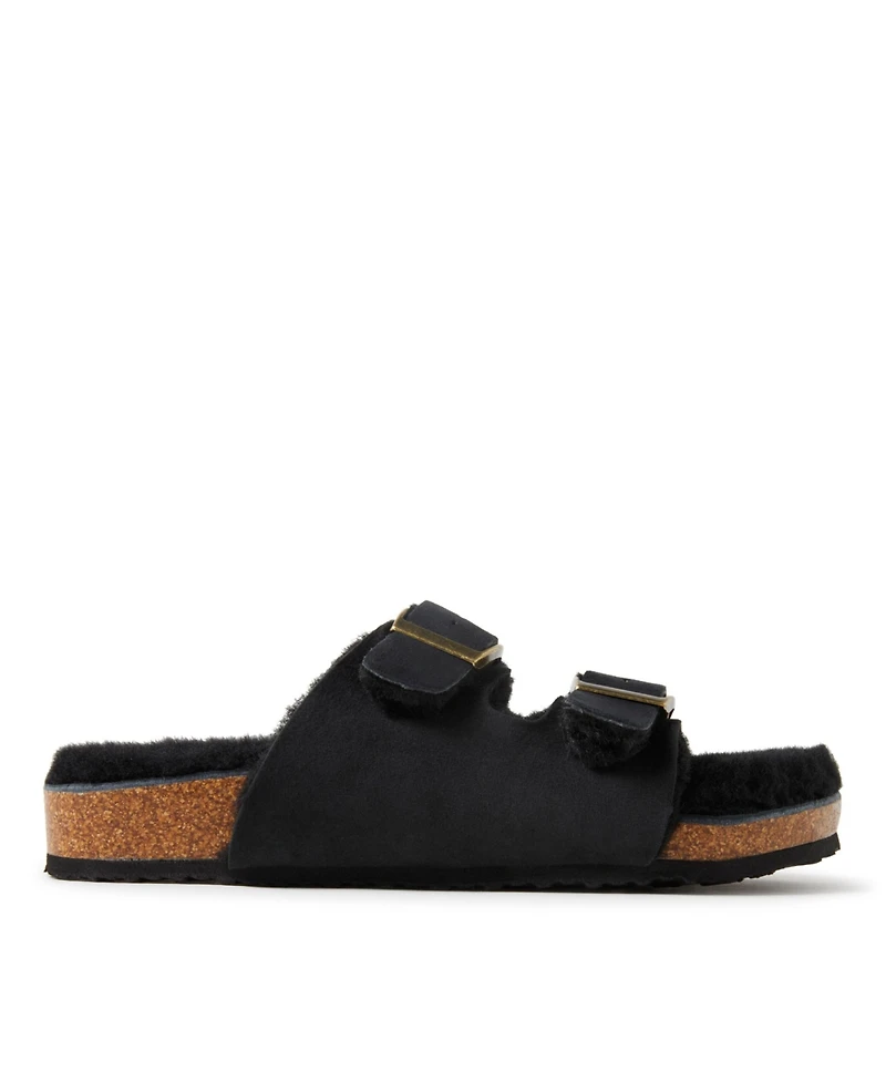 Fireside by Dearfoams Women's Tamworth Genuine Shearling Double Band Sandal