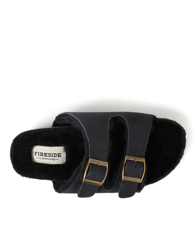 Fireside by Dearfoams Women's Tamworth Genuine Shearling Double Band Sandal