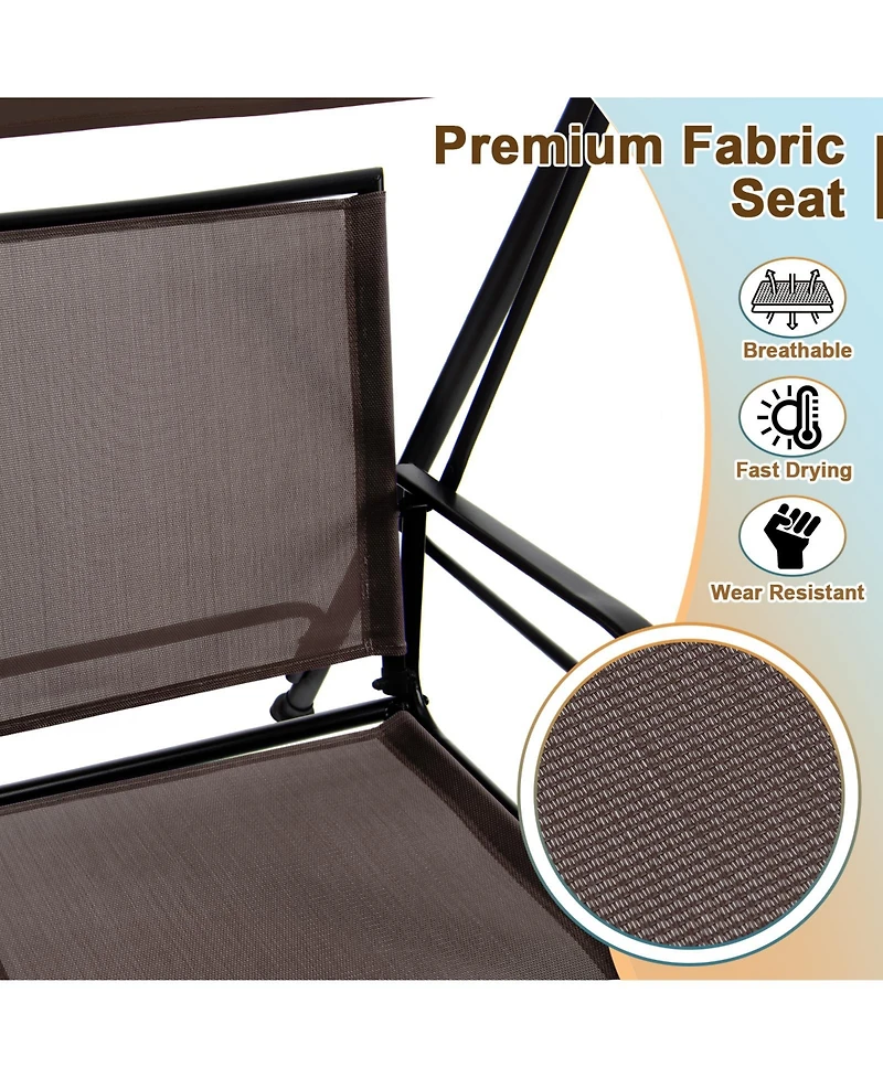 Sugift 2-Seat Outdoor Canopy Swing with Comfortable Fabric Seat and Heavy-duty Metal Frame