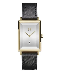 Mvmt Women's Signature Square Black Leather Strap Watch ,24mm