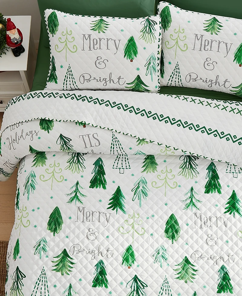 Avanti Christmas Trees Reversible 3-Pc. Quilt Set, Full/Queen