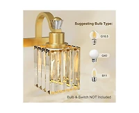 gaomon Bathroom Vanity Light Fixtures Modern Crystal Vanity Light Fixtures Over Mirror，3 Light Modern Crystal Wall Lighting with Square Shade G