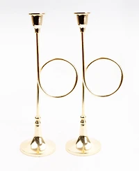 8 Oak Lane Large French Horn Candlesticks, Set of 2