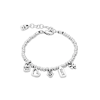 UNOde50 Sterling Silver Heart, Clover and Hand charm Bracelet