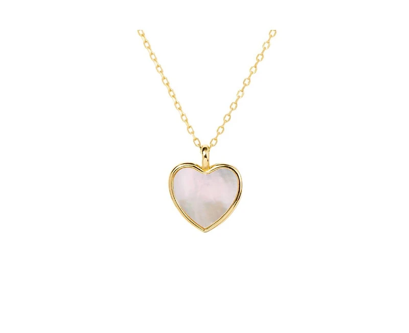 Mother-of-Pearl Heart Pendant Charm Necklace in 14k Gold-Plated Sterling Silver