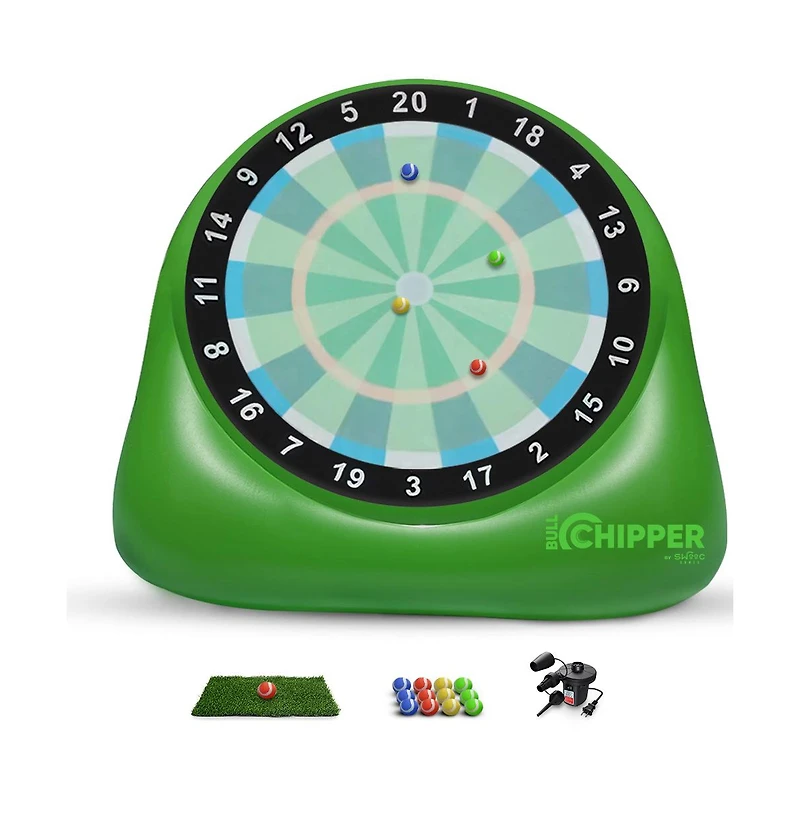 Bull Chipper | Giant Golf Darts (Over 6ft Tall) with 10+ Golf Games | Golf Chipping Game with Air Pump | Yard Games