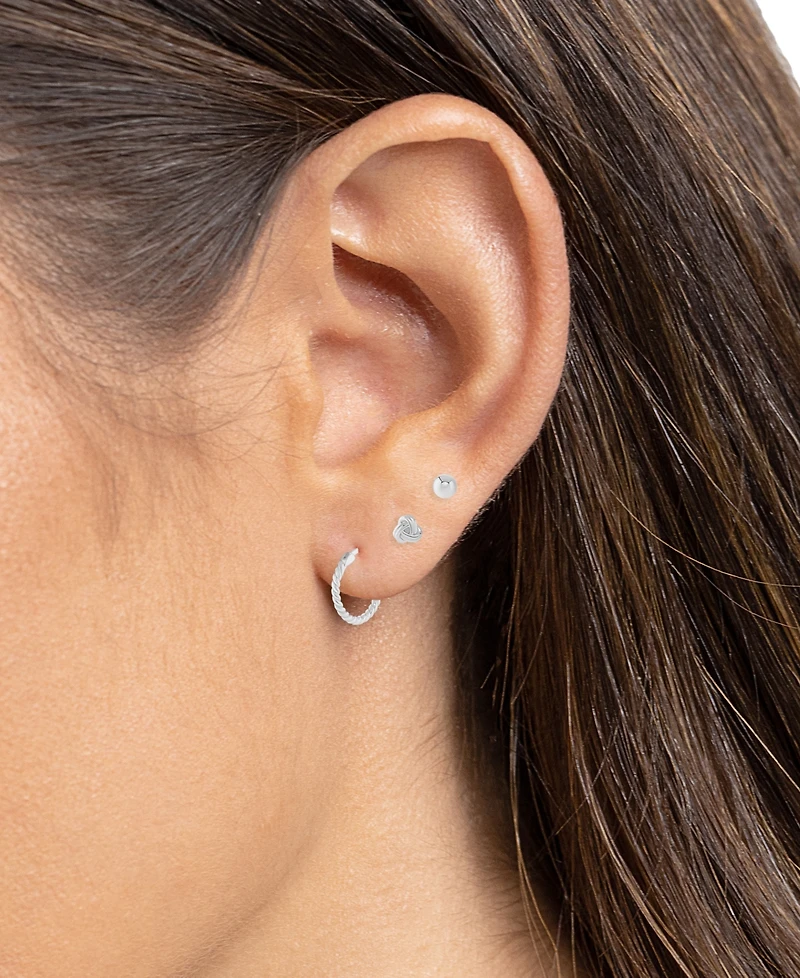 Polished Stud & Hoop Earrings Set in 18k Gold over Sterling Silver, Created for Macy's