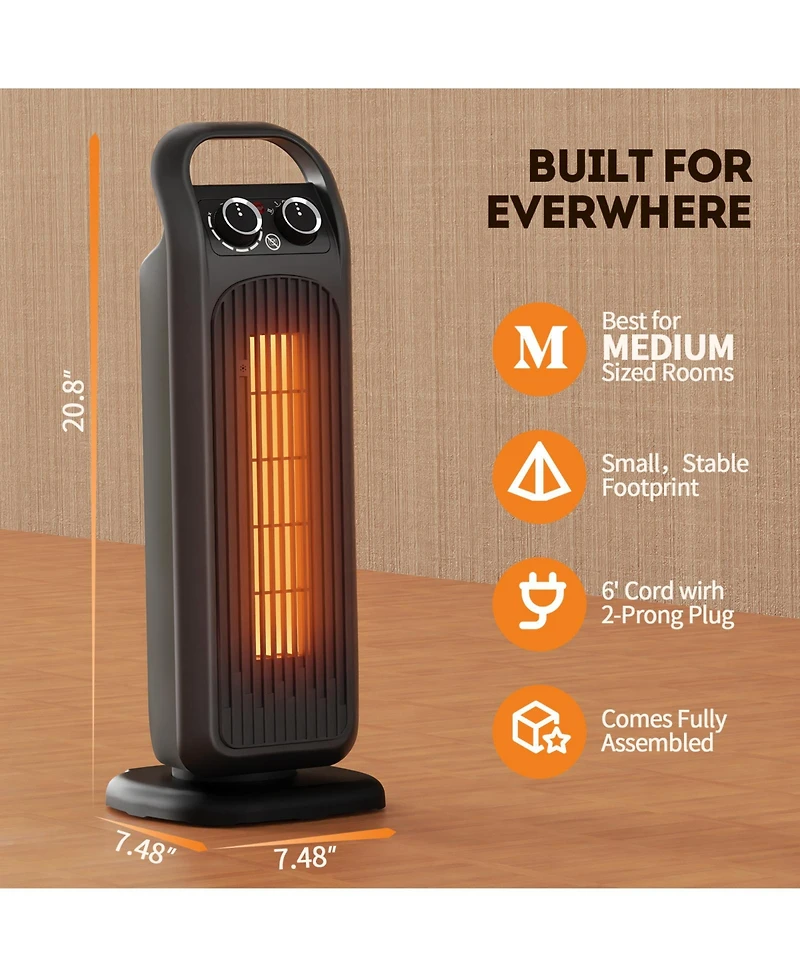 Sugift Space Heater 1500W Electric Heater Portable Ptc Ceramic Heater for Bedroom, Office, and Other Rooms